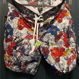Marvel Men's Graphic Comic Swim Shorts - Red, Blue, Black